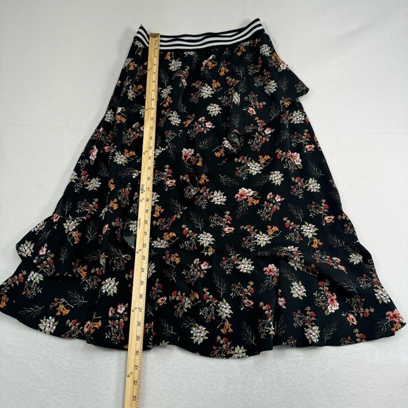 Rococo Pull On Floral Layered Midi Skirt Womens Size Large Black - Picture 6 of 8